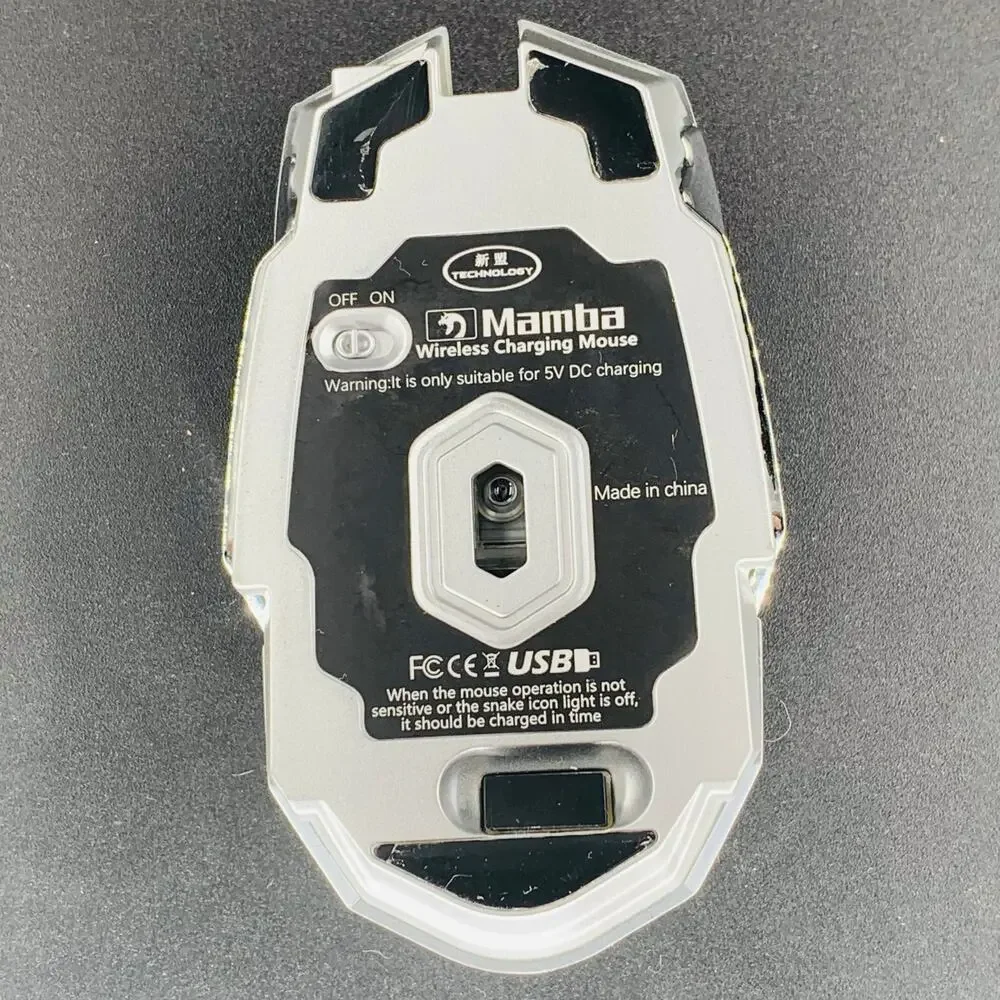 Mamba Wireless Mouse Gaming Computer White Silver Corded USB 5V DC Charging